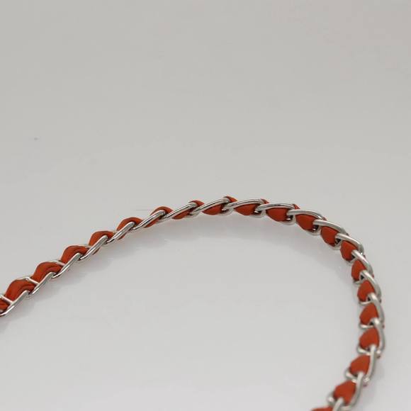 PRADA Chain Quilted Shoulder Bag Nylon Orange Silver Auth 104331 - Picture 8 of 16